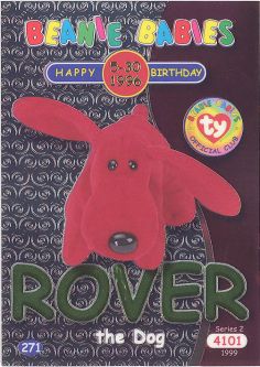 TY Beanie Babies BBOC Card - Series 2 Birthday (GREEN) - ROVER the Dog