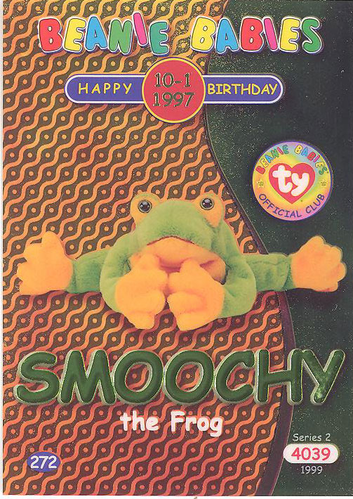 TY Beanie Babies BBOC Card - Series 2 Birthday (GREEN) - SMOOCHY the Frog