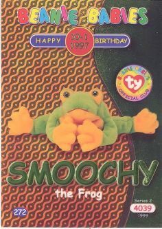 TY Beanie Babies BBOC Card - Series 2 Birthday (GREEN) - SMOOCHY the Frog