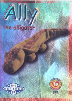 TY Beanie Babies BBOC Card - Series 2 Retired (BLUE) - ALLY the Alligator