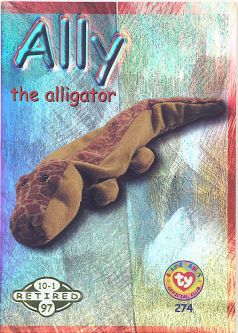 TY Beanie Babies BBOC Card - Series 2 Retired (GREEN) - ALLY the Alligator