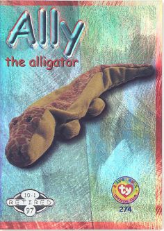 TY Beanie Babies BBOC Card - Series 2 Retired (SILVER) - ALLY the Alligator