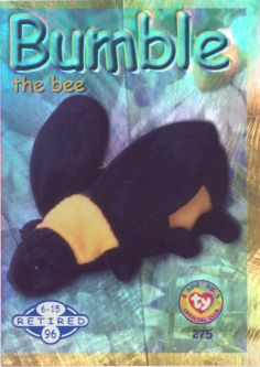 TY Beanie Babies BBOC Card - Series 2 Retired (BLUE) - BUMBLE the Bee