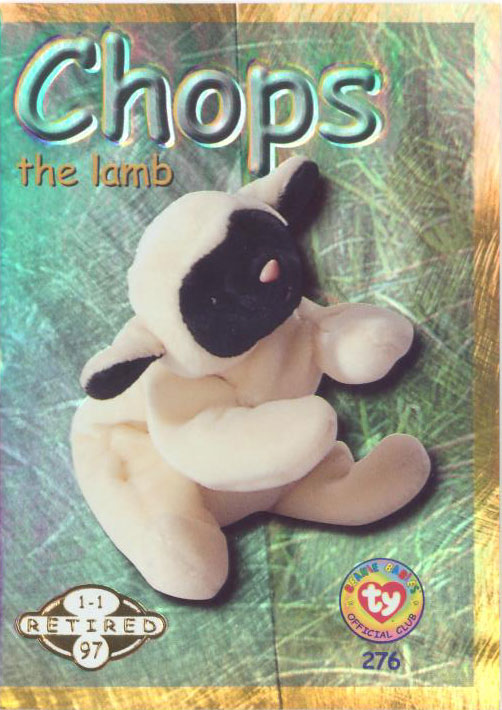 TY Beanie Babies BBOC Card - Series 2 Retired (GOLD) - CHOPS the Lamb