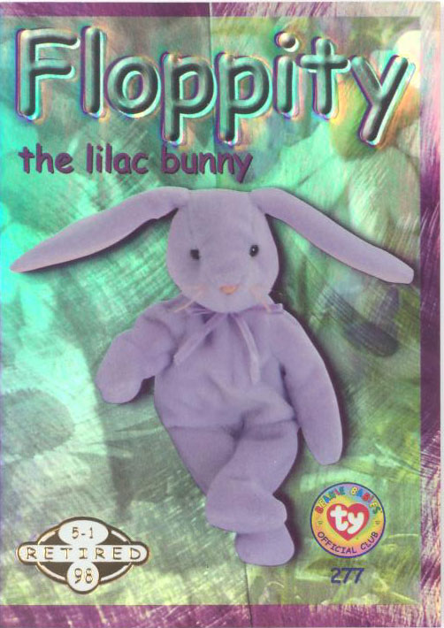 TY Beanie Babies BBOC Card - Series 2 Retired (GOLD) - FLOPPITY the Lilac Bunny