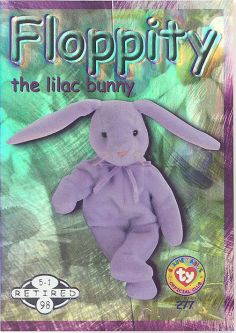 TY Beanie Babies BBOC Card - Series 2 Retired (SILVER) - FLOPPITY the Lilac Bunny