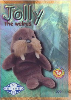 TY Beanie Babies BBOC Card - Series 2 Retired (BLUE) - JOLLY the Walrus