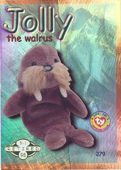 TY Beanie Babies BBOC Card - Series 2 Retired (GREEN) - JOLLY the Walrus