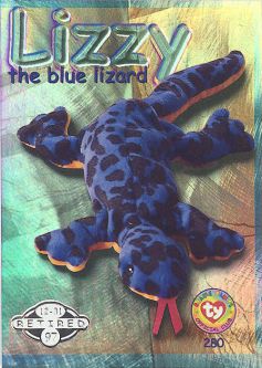 TY Beanie Babies BBOC Card - Series 2 Retired (SILVER) - LIZZY the Blue Lizard