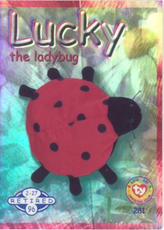 TY Beanie Babies BBOC Card - Series 2 Retired (BLUE) - LUCKY the Ladybug
