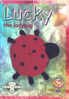 TY Beanie Babies BBOC Card - Series 2 Retired (GREEN) - LUCKY the Ladybug