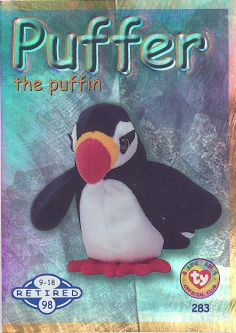 TY Beanie Babies BBOC Card - Series 2 Retired (BLUE) - PUFFER the Puffin