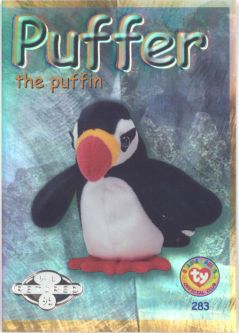 TY Beanie Babies BBOC Card - Series 2 Retired (SILVER) - PUFFER the Puffin