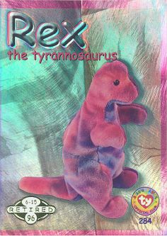 TY Beanie Babies BBOC Card - Series 2 Retired (GREEN) - REX the Tyrannosaurus