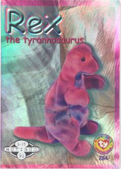 TY Beanie Babies BBOC Card - Series 2 Retired (SILVER) - REX the Tyrannosaurus