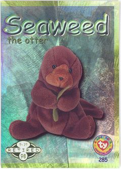 TY Beanie Babies BBOC Card - Series 2 Retired (GREEN) - SEAWEED the Otter