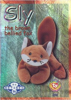 TY Beanie Babies BBOC Card - Series 2 Retired (BLUE) - SLY the Brown Bellied Fox