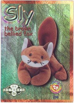 TY Beanie Babies BBOC Card - Series 2 Retired (GREEN) - SLY the Brown Bellied Fox