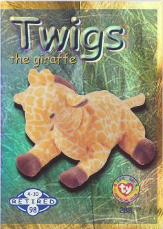 TY Beanie Babies BBOC Card - Series 2 Retired (BLUE) - TWIGS the Giraffe