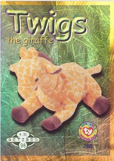 TY Beanie Babies BBOC Card - Series 2 Retired (GREEN) - TWIGS the Giraffe