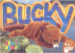 TY Beanie Babies BBOC Card - Series 3 Common - BUCKY the Beaver