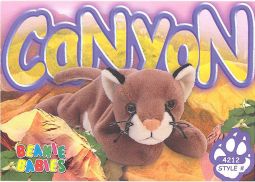 TY Beanie Babies BBOC Card - Series 3 Common - CANYON the Cougar