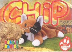 TY Beanie Babies BBOC Card - Series 3 Common - CHIP the Calico Cat
