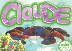 TY Beanie Babies BBOC Card - Series 3 Common - CLAUDE the Crab