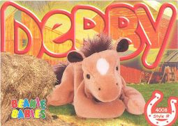 TY Beanie Babies BBOC Card - Series 3 Common - DERBY the Horse