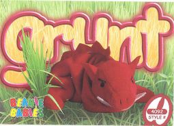 TY Beanie Babies BBOC Card - Series 3 Common - GRUNT the Razorback