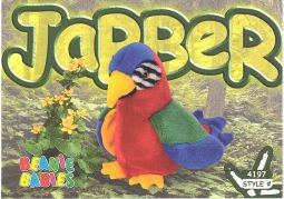 TY Beanie Babies BBOC Card - Series 3 Common - JABBER the Parrot