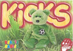TY Beanie Babies BBOC Card - Series 3 Common - KICKS the Soccer Bear