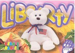 TY Beanie Babies BBOC Card - Series 3 Common - LIBEARTY the Bear