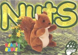 TY Beanie Babies BBOC Card - Series 3 Common - NUTS the Squirrel