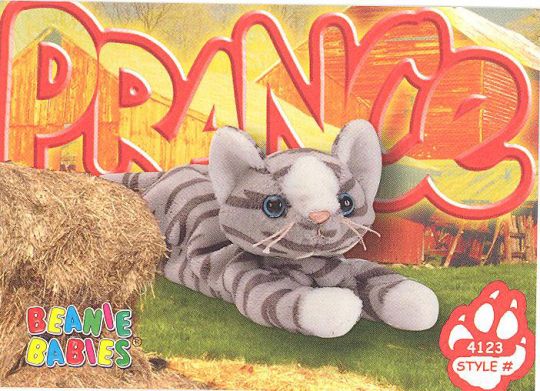 TY Beanie Babies BBOC Card NM/Mint Series 1 Common PRANCE the Cat 