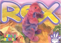TY Beanie Babies BBOC Card - Series 3 Common - REX the Dinosaur