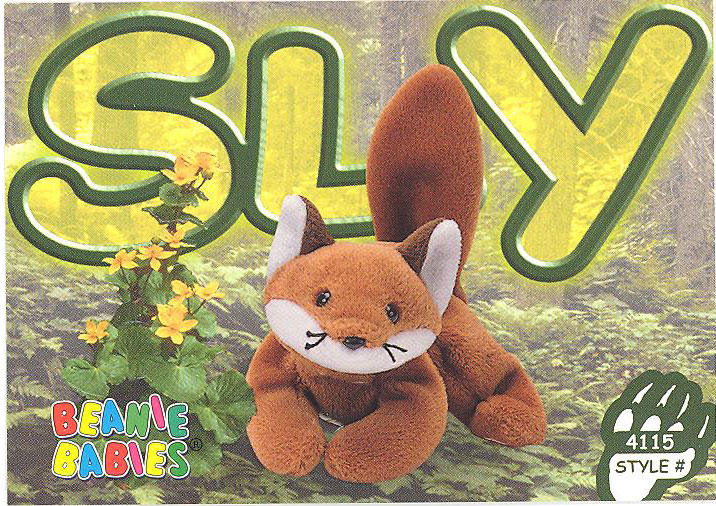 TY Beanie Babies BBOC Card - SLY the Brown Bellied Fox Series 2 Retired BLUE