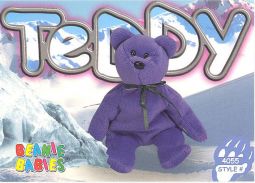TY Beanie Babies BBOC Card - Series 3 Common - TEDDY Bear (Green Ribbon)