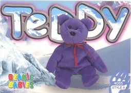 TY Beanie Babies BBOC Card - Series 3 Common - TEDDY Bear (Red Ribbon)