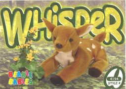 TY Beanie Babies BBOC Card - Series 3 Common - WHISPER The Deer