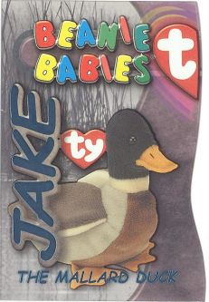 TY Beanie Babies BBOC Card - Series 3 - Beanie/Buddy Left (TEAL) - JAKE the Mallard Duck