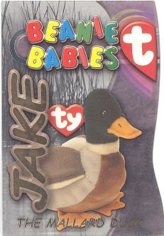 TY Beanie Babies BBOC Card - Series 3 - Beanie/Buddy Left (GOLD) - JAKE the Mallard Duck