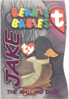 TY Beanie Babies BBOC Card - Series 3 - Beanie/Buddy Left (MAGENTA) - JAKE the Mallard Duck