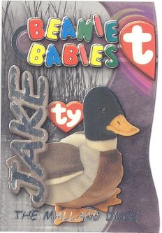 TY Beanie Babies BBOC Card - Series 3 - Beanie/Buddy Left (SILVER) - JAKE the Mallard Duck