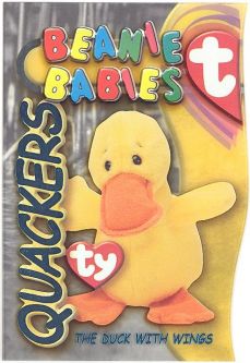 TY Beanie Babies BBOC Card - Series 3 - Beanie/Buddy Left (TEAL) - QUACKERS the Duck with Wings