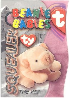 TY Beanie Babies BBOC Card - Series 3 - Beanie/Buddy Left (SILVER) - SQUEALER the Pig