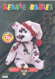 TY Beanie Babies BBOC Card - Series 3 Birthday (GOLD) - 1998 HOLIDAY TEDDY