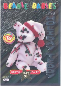 TY Beanie Babies BBOC Card - Series 3 Birthday (SILVER) - 1998 HOLIDAY TEDDY