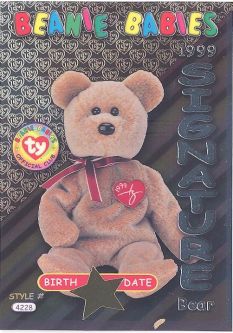 TY Beanie Babies BBOC Card - Series 3 Birthday (SILVER) - 1999 SIGNATURE BEAR