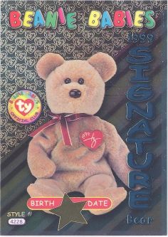 TY Beanie Babies BBOC Card - Series 3 Birthday (TEAL) - 1999 SIGNATURE BEAR